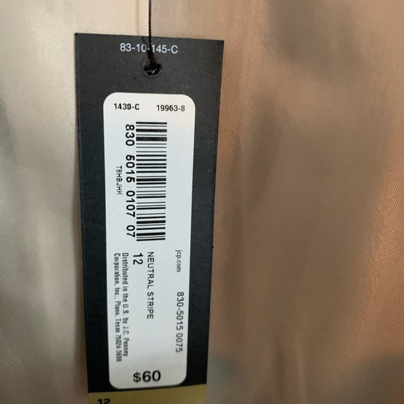 WORTHINGTON Neutral Pinstripe Blazer Career Office Grey Brown NWT Sz 12 - Picture 14 of 15